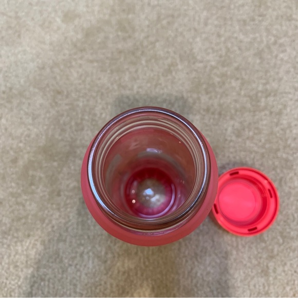 Lululemon Athletica 16 Oz Pink Glass Water Bottle Silicone Sleeve Love Yoga - Picture 8 of 15